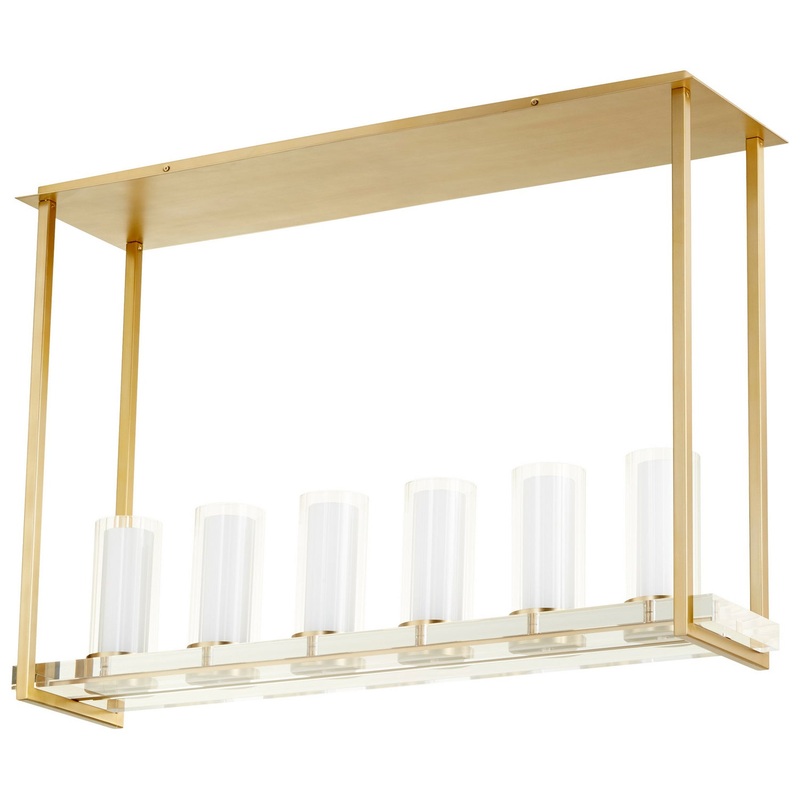 Six Light Ceiling Mount in Aged Brass