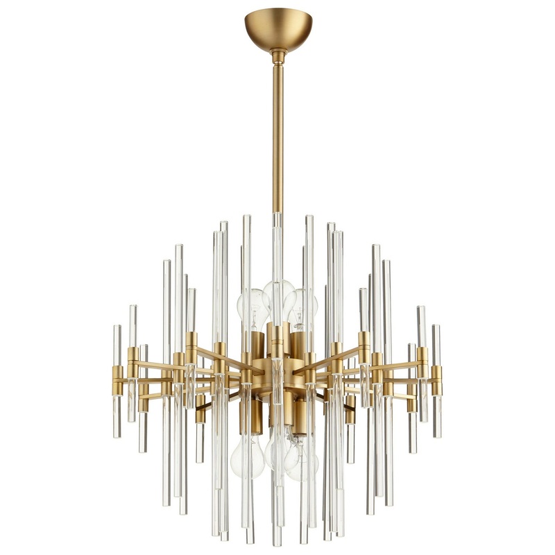 Six Light Pendant in Aged Brass