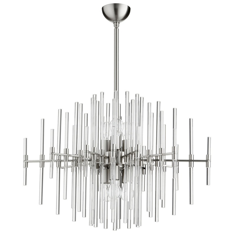 Six Light Pendant in Satin Nickel