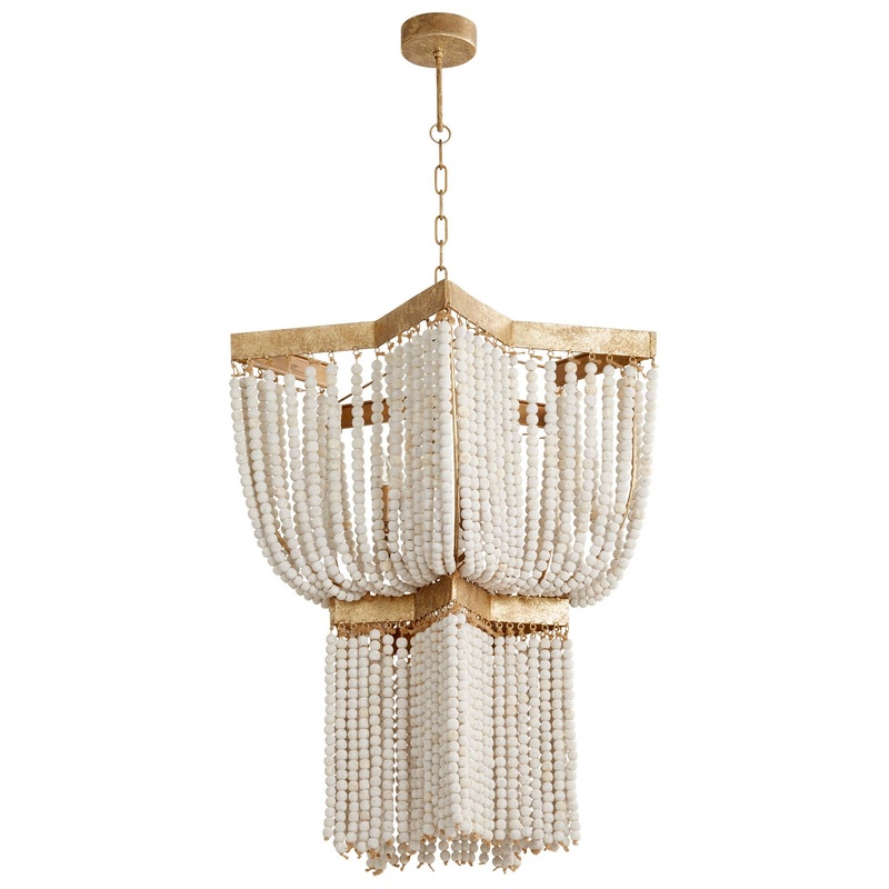 Three Light Pendant in Tinted Gold Leaf