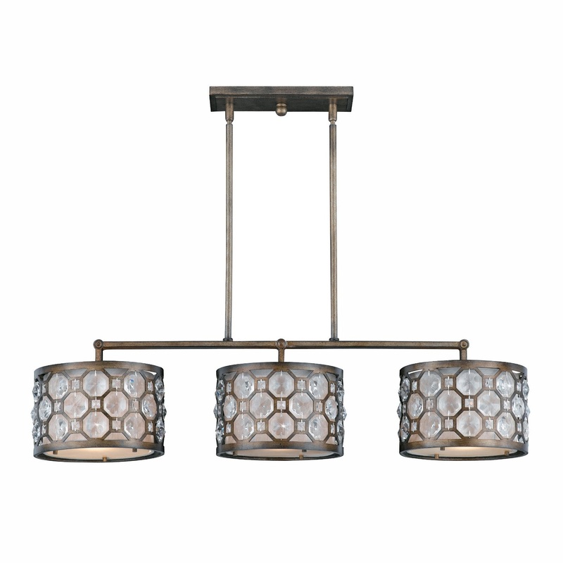 Berlin Three Light Island Pendant in Hand Painted Weathered Bronze
