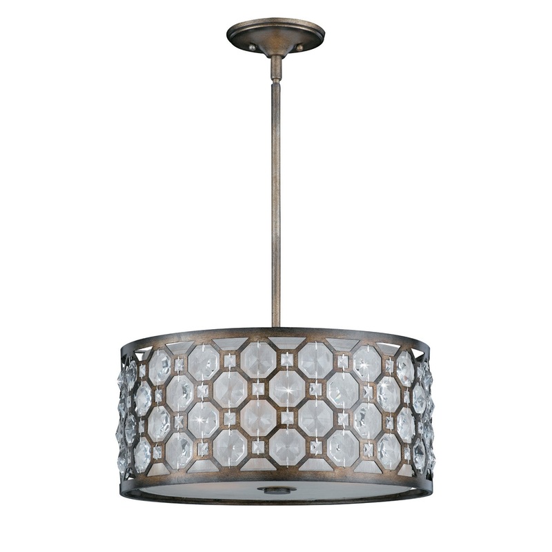 Berlin Three Light Pendant in Hand Painted Weathered Bronze