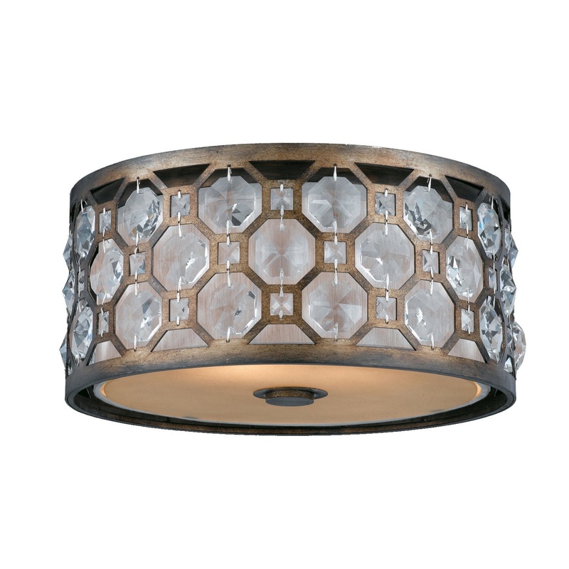 Berlin Two Light Flush Mount in Hand Painted Weathered Bronze