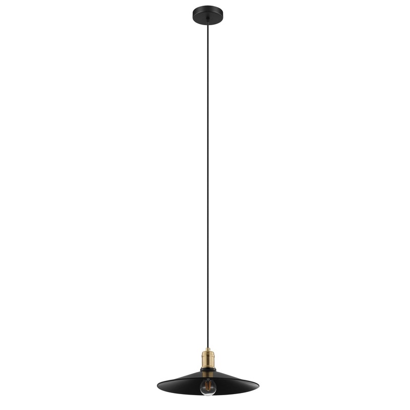 Bridport-P One Light Pendant in Black, Gold