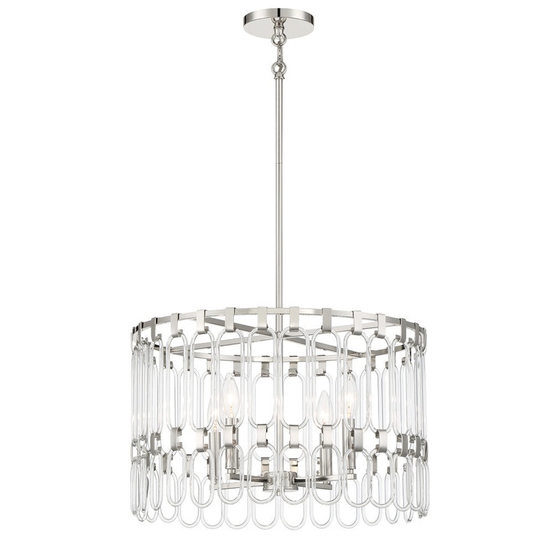 Charming Four Light Convertible Semi Flush / Pendant in Polished Nickel
