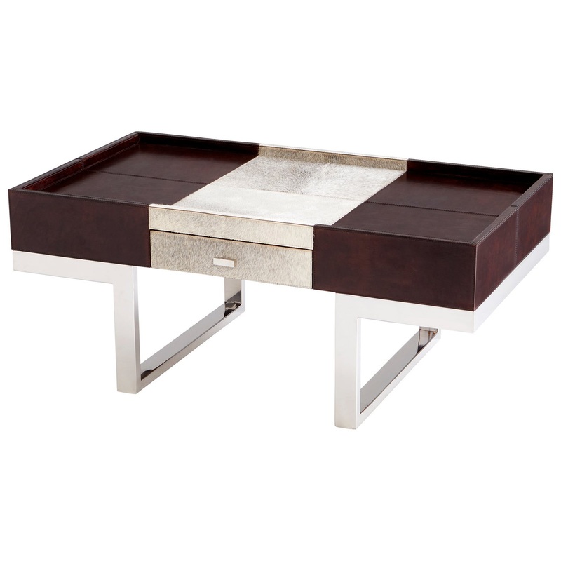 Coffee Table in Stainless Steel And Brown