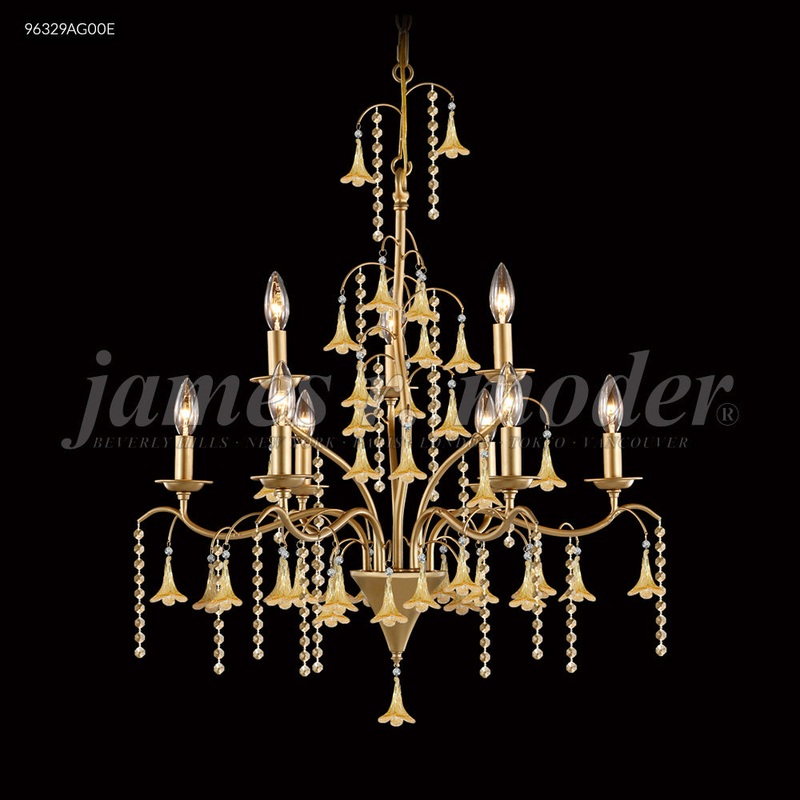 Murano Nine Light Chandelier in Aged Gold