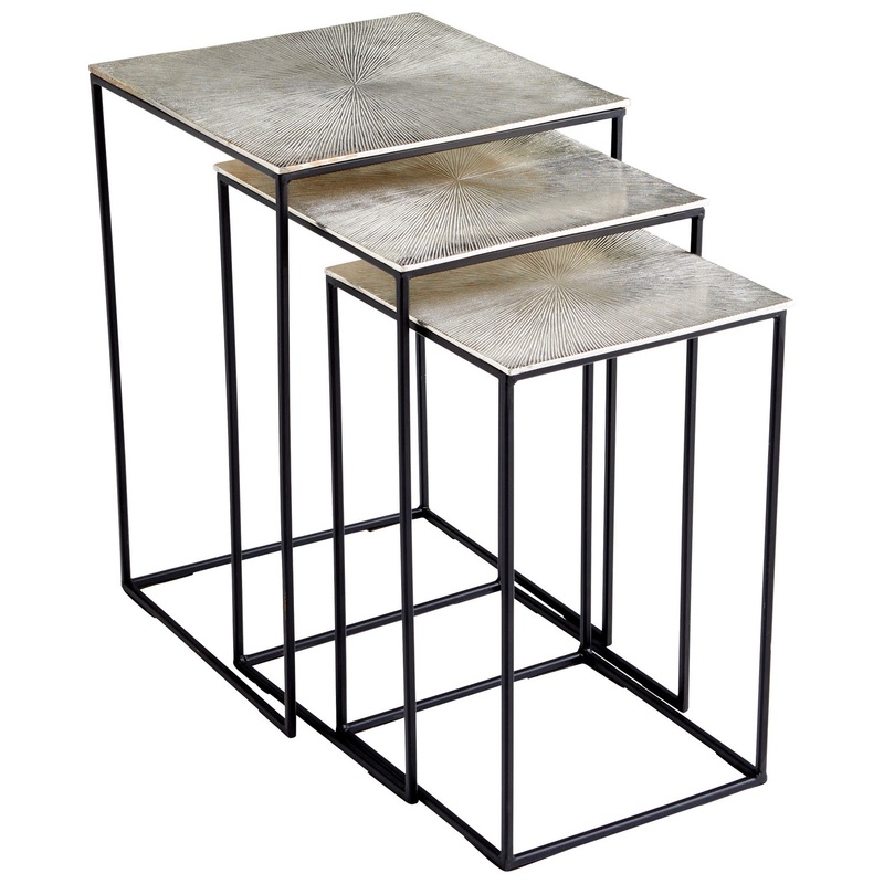 Nesting Tables in Raw Nickel And Black