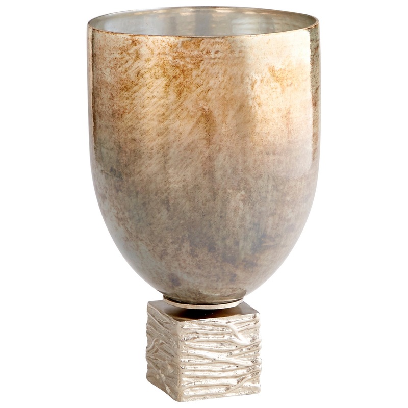 Vase in Nickel And Ocean Glass