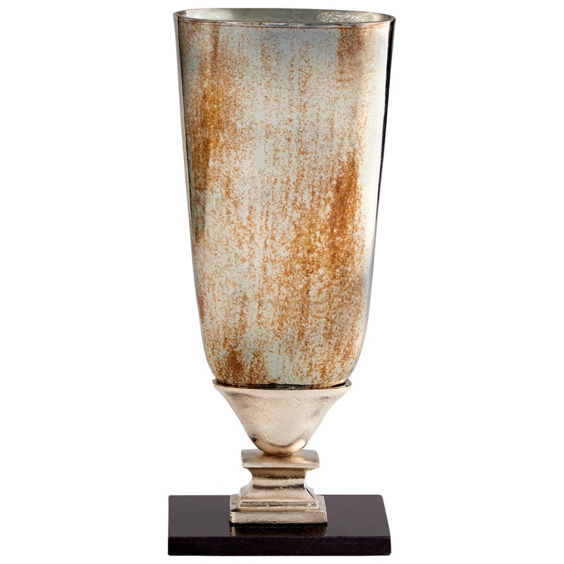 Vase in Nickel And Verdi Platinum Glass