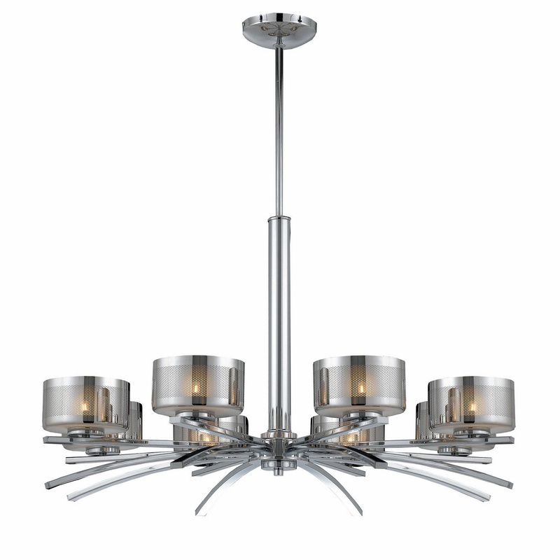Bodorlo Eight Light Chandelier in Chrome
