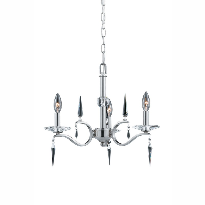 Silhouette Three Light Mini Chandelier in Satin Nickel