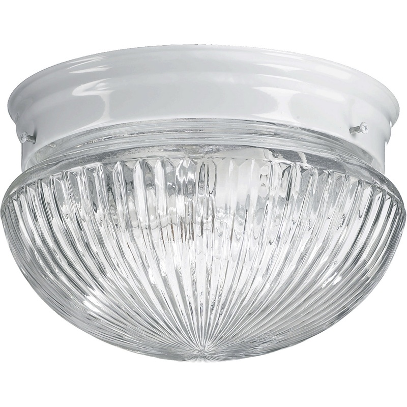 3012 Ribbed Mushrooms Two Light Ceiling Mount in White