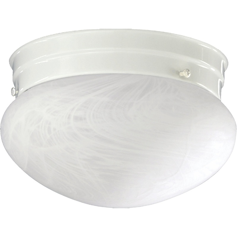 3021 Faux Alabaster Mushrooms Two Light Ceiling Mount in White