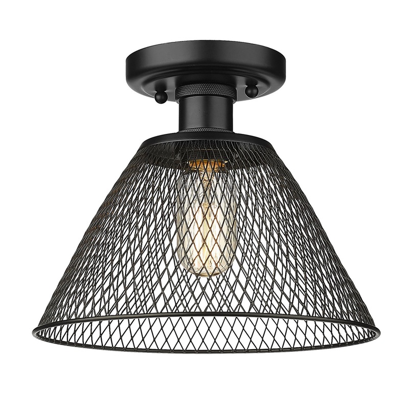 Carver BLK One Light Semi-Flush Mount in Matte Black