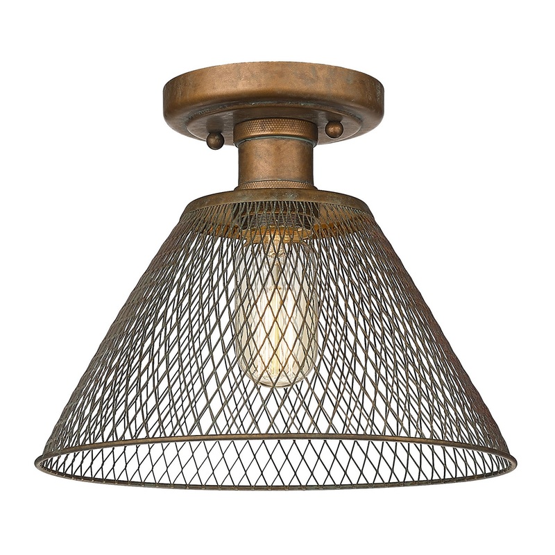 Carver CP One Light Semi-Flush Mount in Copper Patina