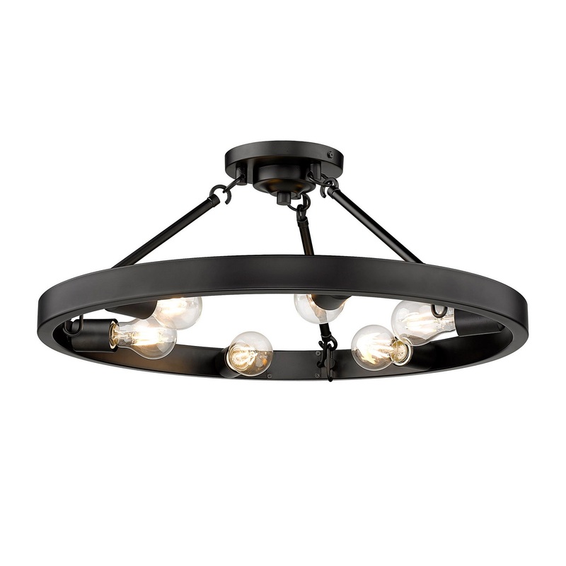 Castile Six Light Semi-Flush Mount in Matte Black