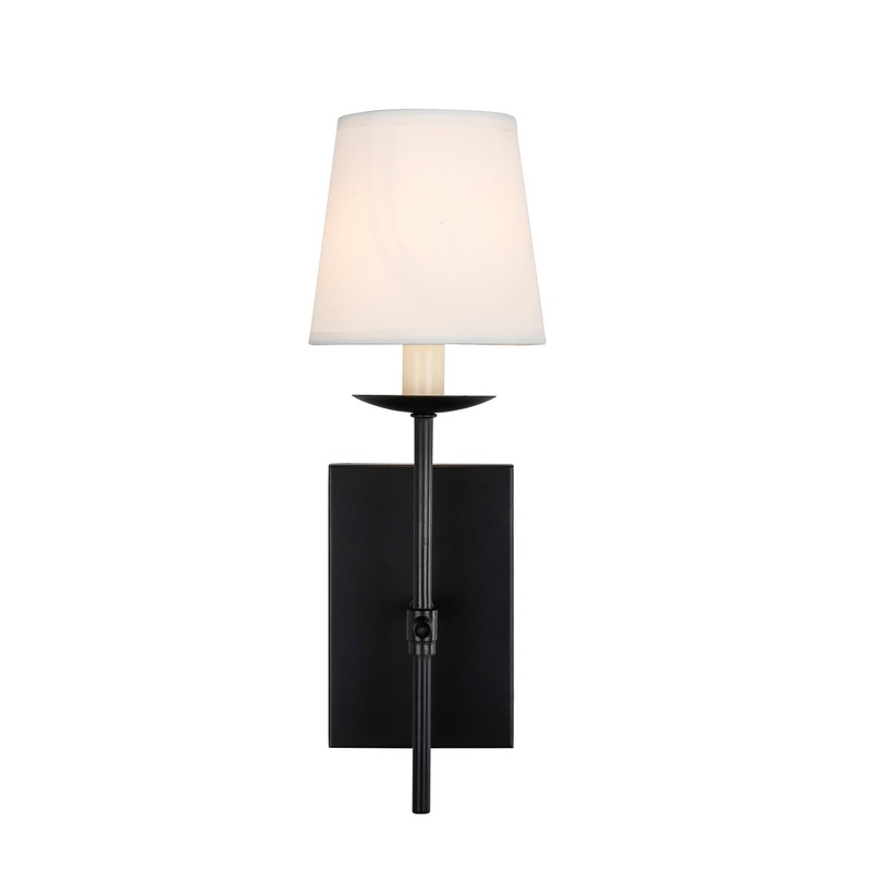 Eclipse One Light Wall Sconce in Black And White Shade