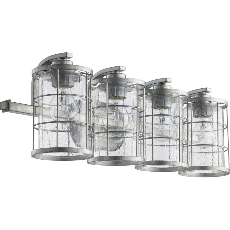 Ellis Four Light Vanity in Tumbled Steel