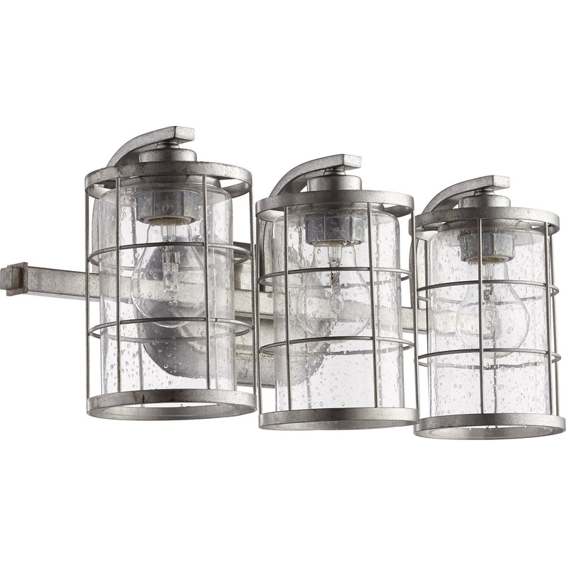 Ellis Three Light Vanity in Tumbled Steel