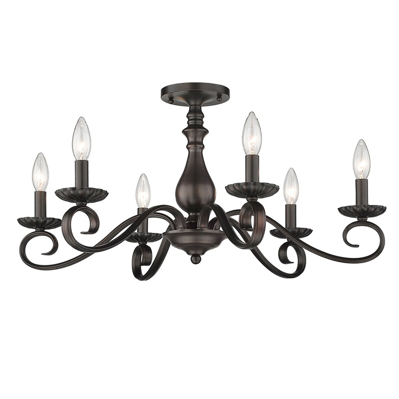 Larrick Six Light Semi-Flush Mount in Rubbed Bronze