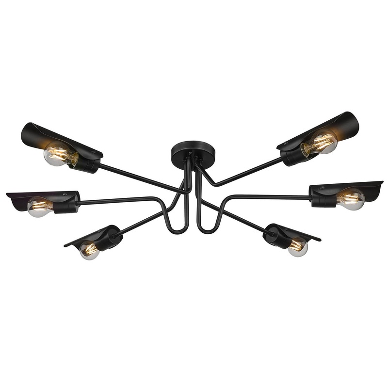Newton Six Light Semi-Flush Mount in Matte Black