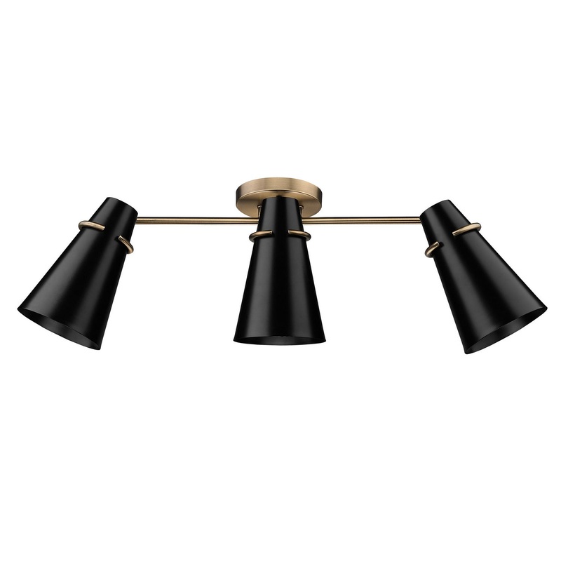 Reeva Three Light Semi-Flush Mount in Modern Brass