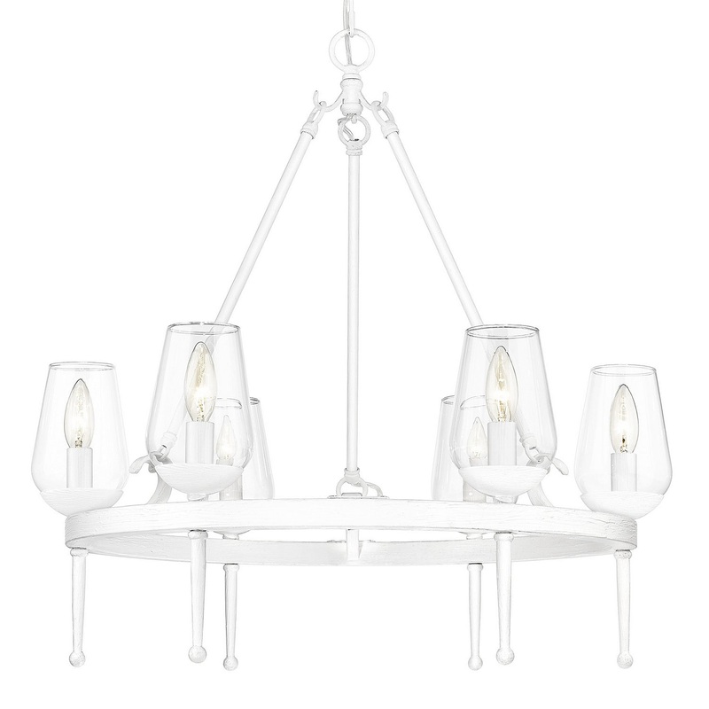 Regent Six Light Chandelier in Textured White Plaster