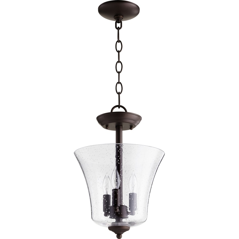 Three Light Dual Mount in Oiled Bronze W/ Clear/Seeded