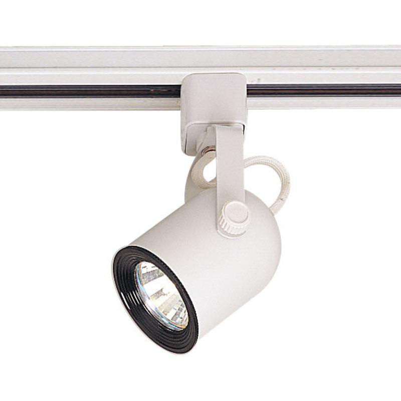 Line Voltage Track Mini Baffle Round Back Cylinder Track Head, Mr16, L-Style in White