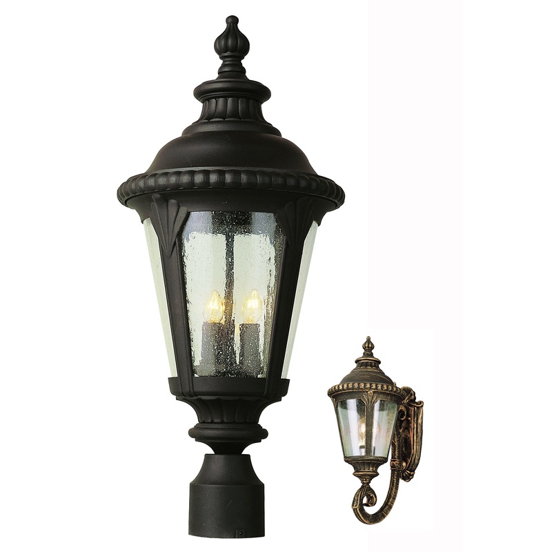 Commons Three Light Postmount Lantern in Black Copper