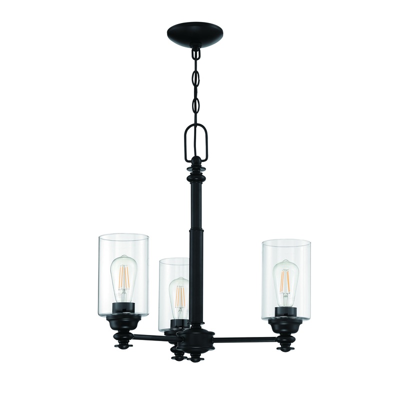 Dardyn Three Light Chandelier in Flat Black