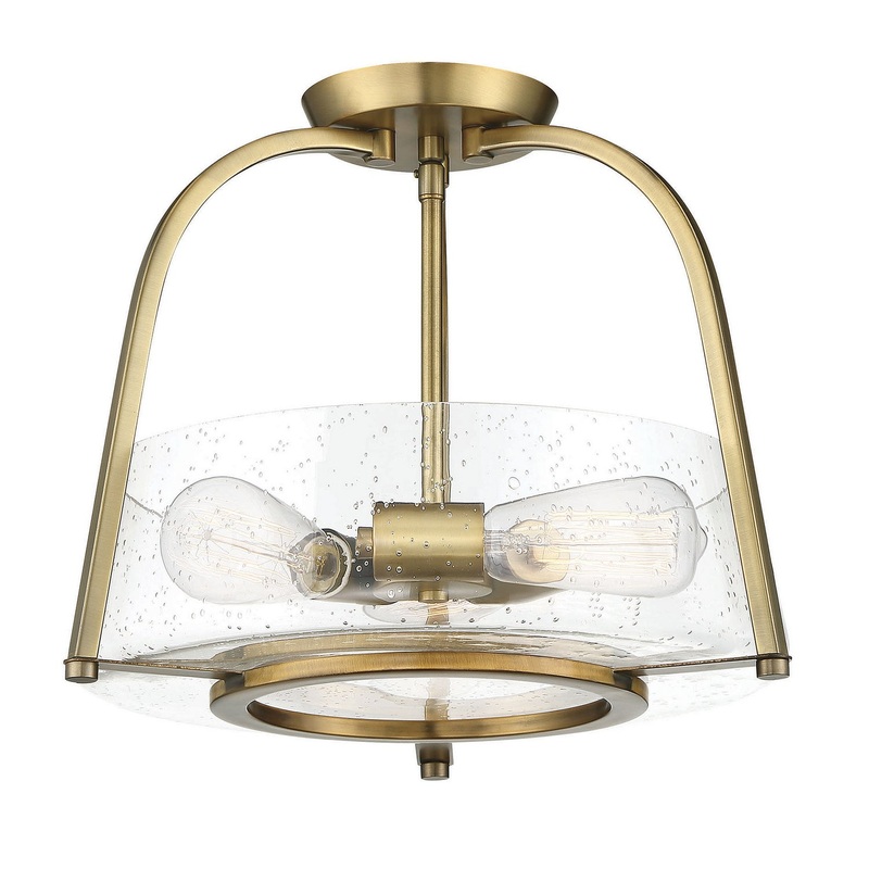 Dash Three Light Semi-Flush Mount in Warm Brass