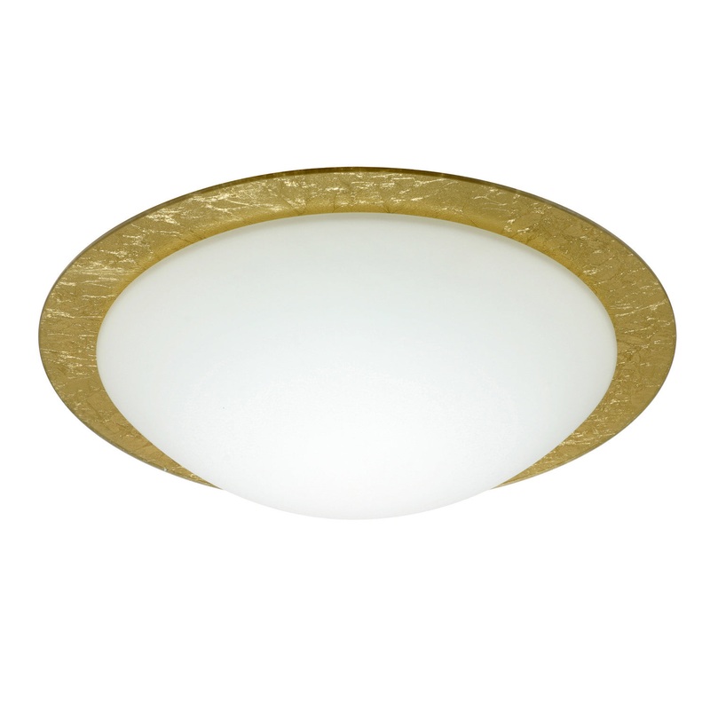 Ring Three Light Ceiling Mount in White/Gold Foil