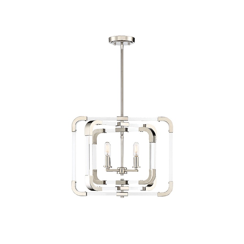 Rotterdam Four Light Semi-Flush Mount in Polished Nickel