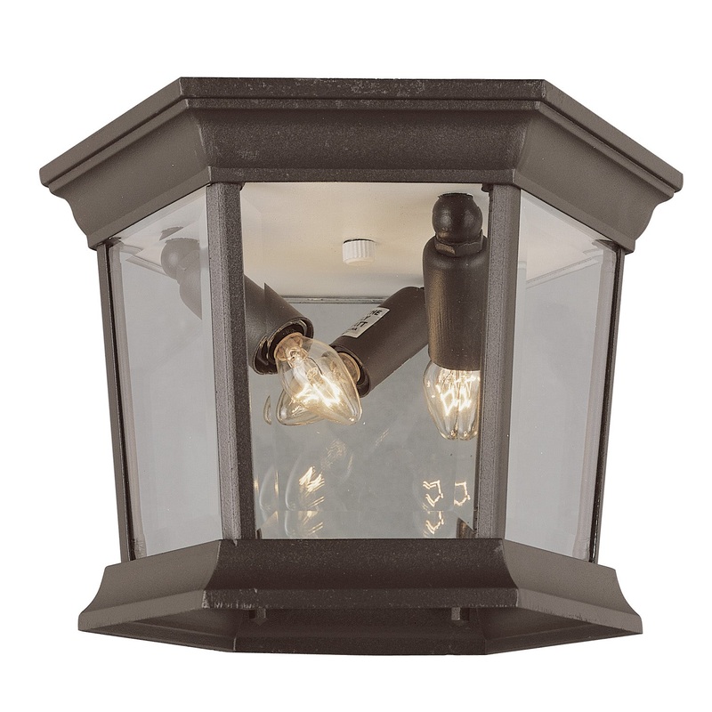 San Marcos Three Light Flushmount Lantern in Rust