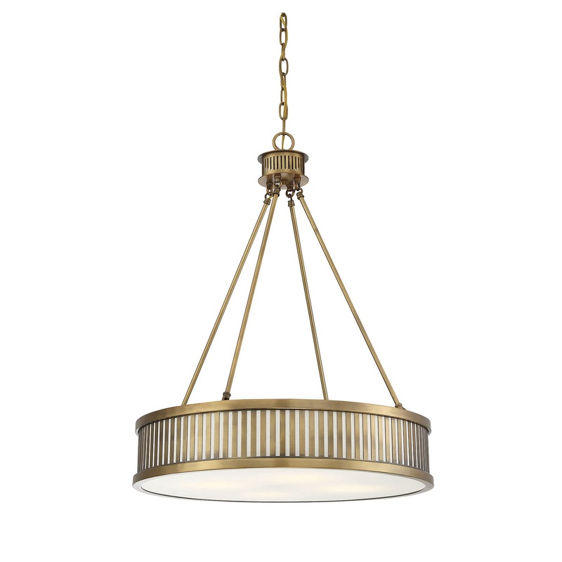 William Four Light Pendant in Warm Brass