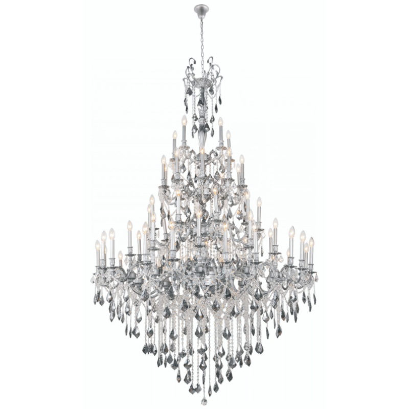55 Light Chandelier in Pewter/Smoke Crystal