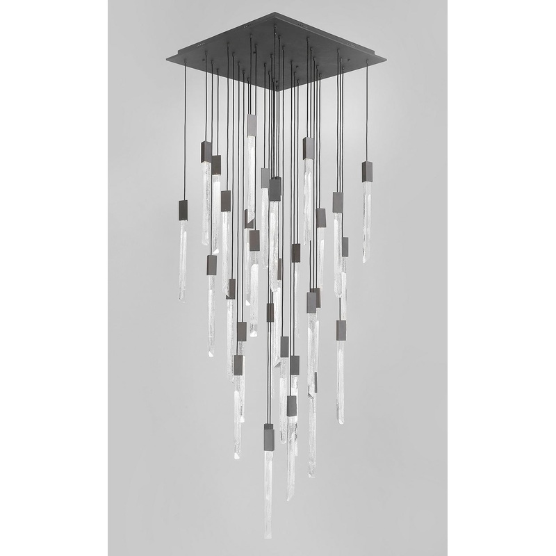 Alpine 31 Light Flush Mount/Pendant in Black With Clear And Black Jade Blown Glass