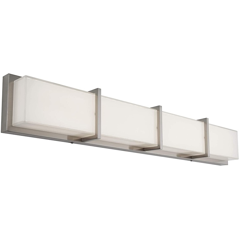 Artika Bathroom Vanity Sink Subway 35" LED Light Dimmable Strip in Brushed Nickel Finish Clear Shades