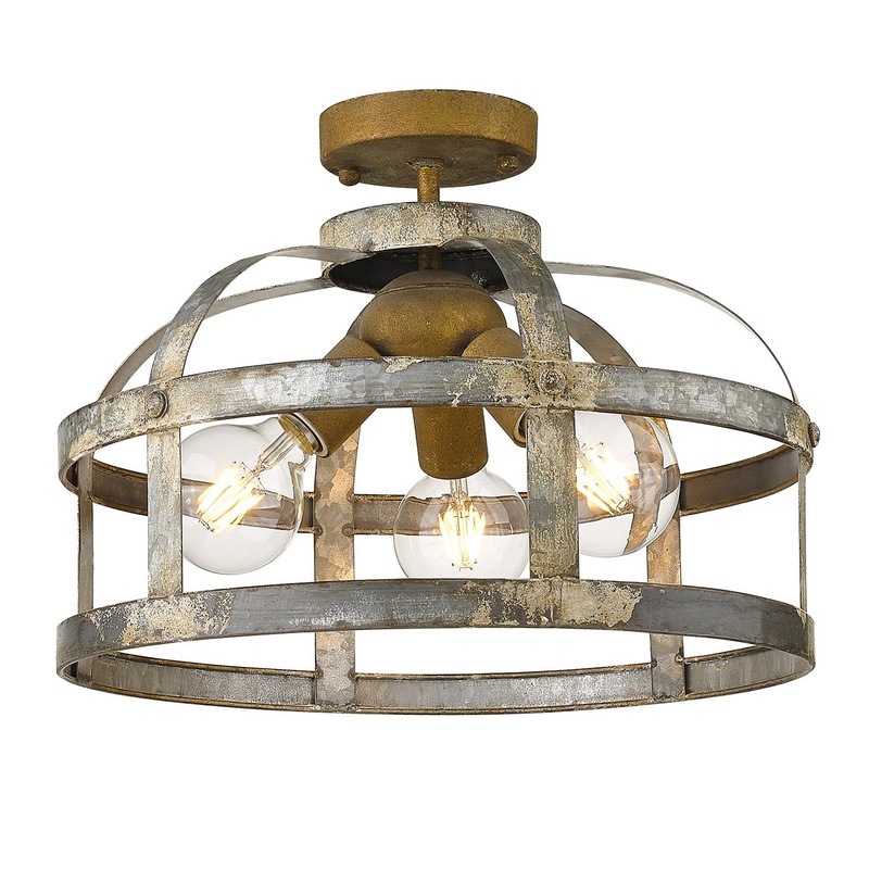 Bavaria Three Light Semi-Flush Mount in Colonial Steel