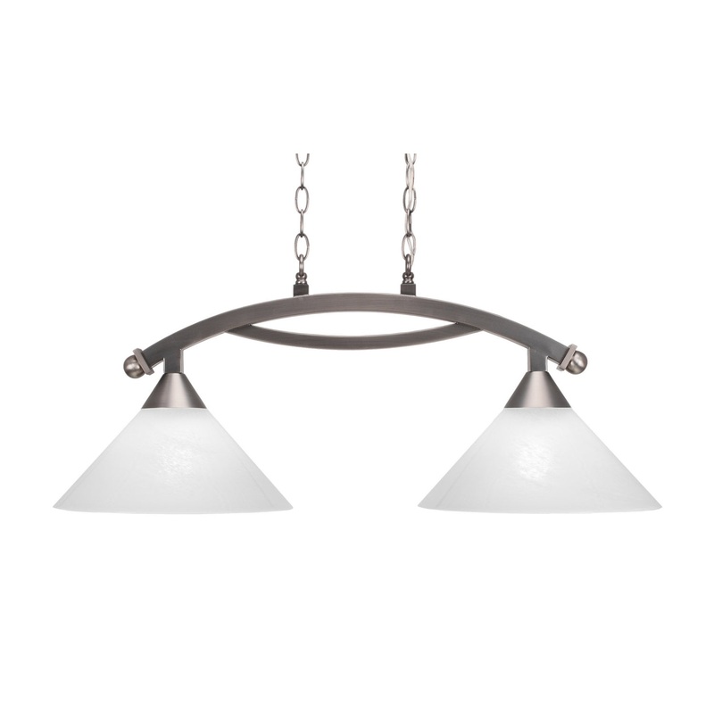 Bow Two Light Island Pendant in Brushed Nickel