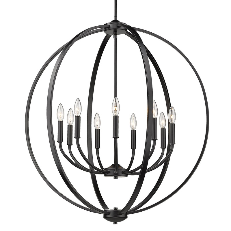 Colson BLK Nine Light Chandelier in Matte Black