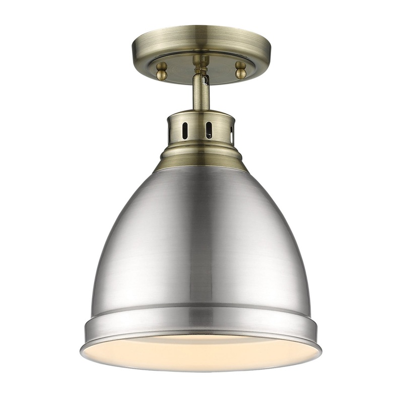 Duncan One Light Flush Mount in Aged Brass