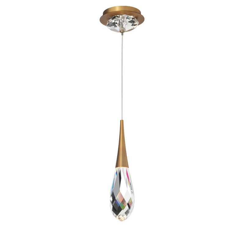 Hibiscus LED Mini Pendant in Aged Brass