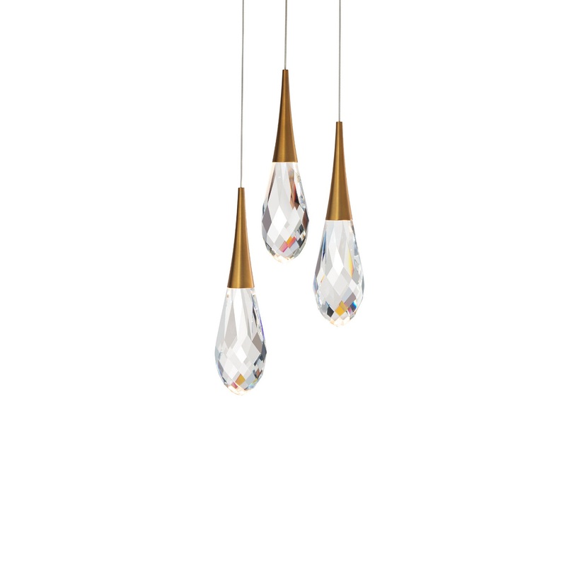 Hibiscus LED Pendant in Aged Brass