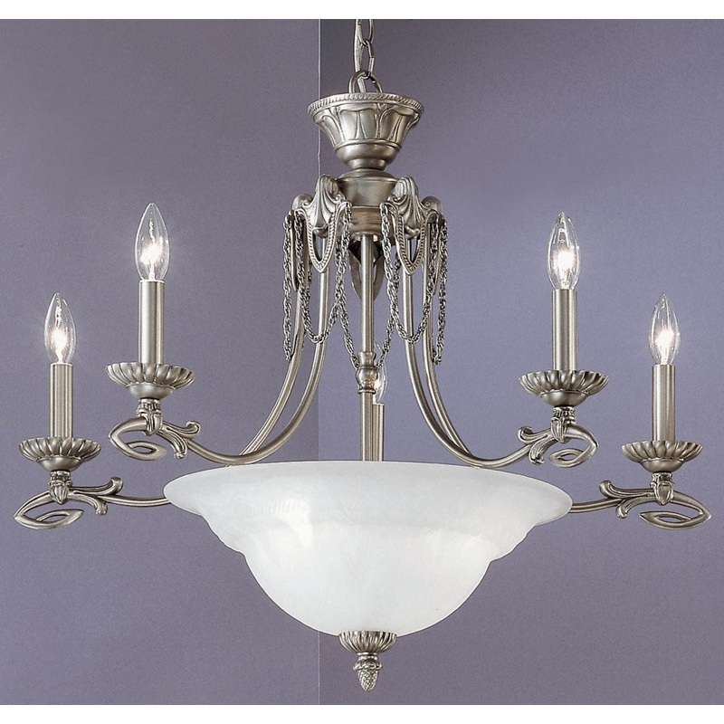Medallion Solid Brass Eight Light Chandelier in Pewter
