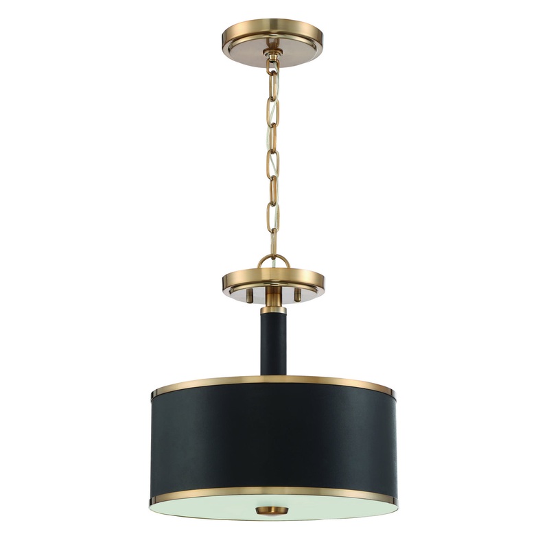 Quinn Two Light Convertible Semi Flush in Satin Brass