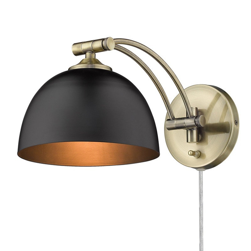 Rey AB One Light Wall Sconce in Aged Brass