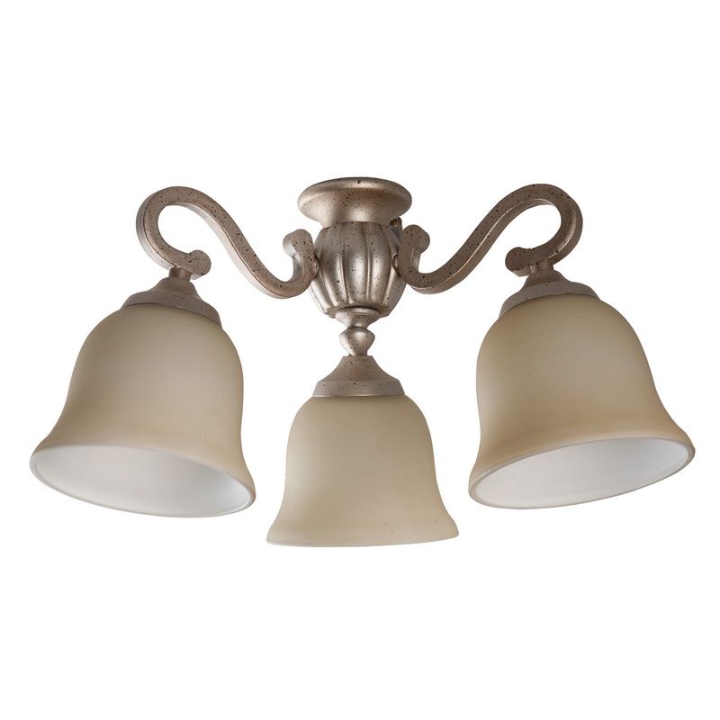 3 Light Fitter and Glass LED Fan Light Kit in Athenian Obol
